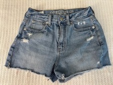 American Eagle Jean Shorts Women s Stretch Mom Short Distressed Denim Sz 00