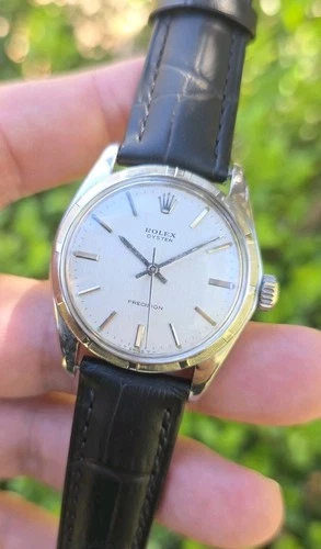 Vintage 1970 Rolex Oyster Precision 6426 Linen Dial Men's 34mm Stainless Watch