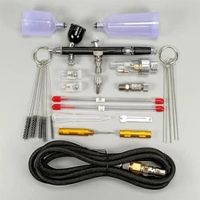 Airbrush Set Double Action with 0.2mm 0.3mm 0.5mm Nozzles Multifunctional