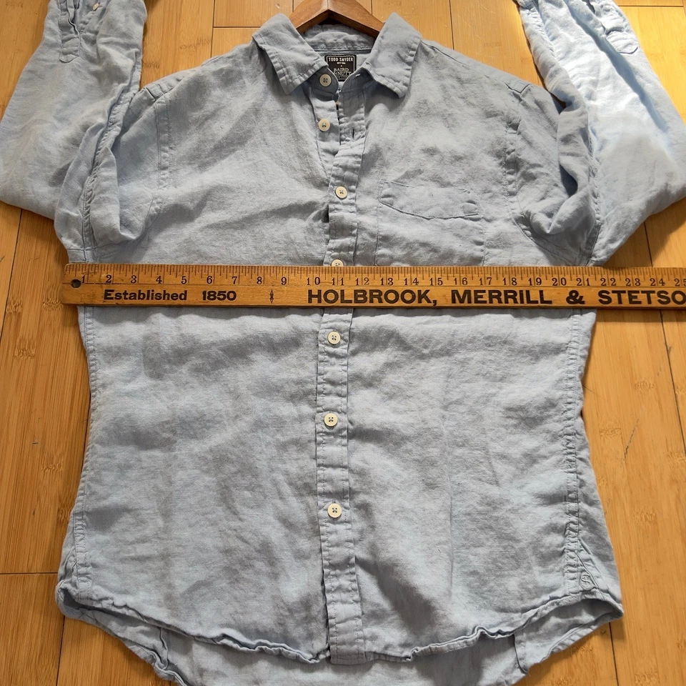Camisa masculina Todd Snyder + Baird McNutt azul celeste média 100% linho irlandês adulto - Imagem 2 de 4