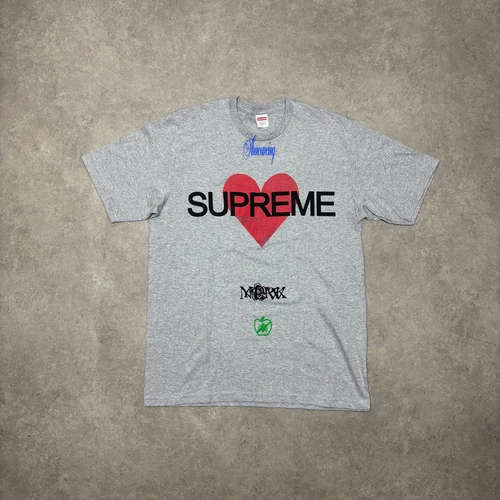 T shirt graphique gris annonce suprême (L)