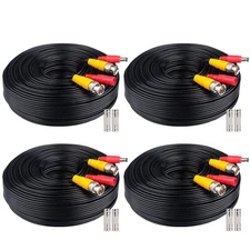 BNC Cable 4x100FT, All-in-One Siamese Video and Power Security Camera Wire, C...