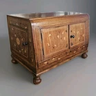 Antique 18th Century Dutch Marquetry Oak Oak/Walnut TABLETOP Chest RARE 3 Door