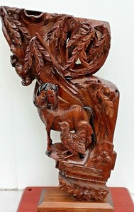 1 ANTIQUE 19TH CENTURY ASIAN ART HAND CARVED WOOD CORBEL ARCHITECTURAL SALVAGE 