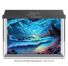 Light Blue Clouds Moon Polyester Fish Tank Glass Backdrop Aquarium Background