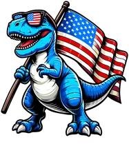 DTF Ready to Press-4th of July T-Rex Holding Flag-5 inch