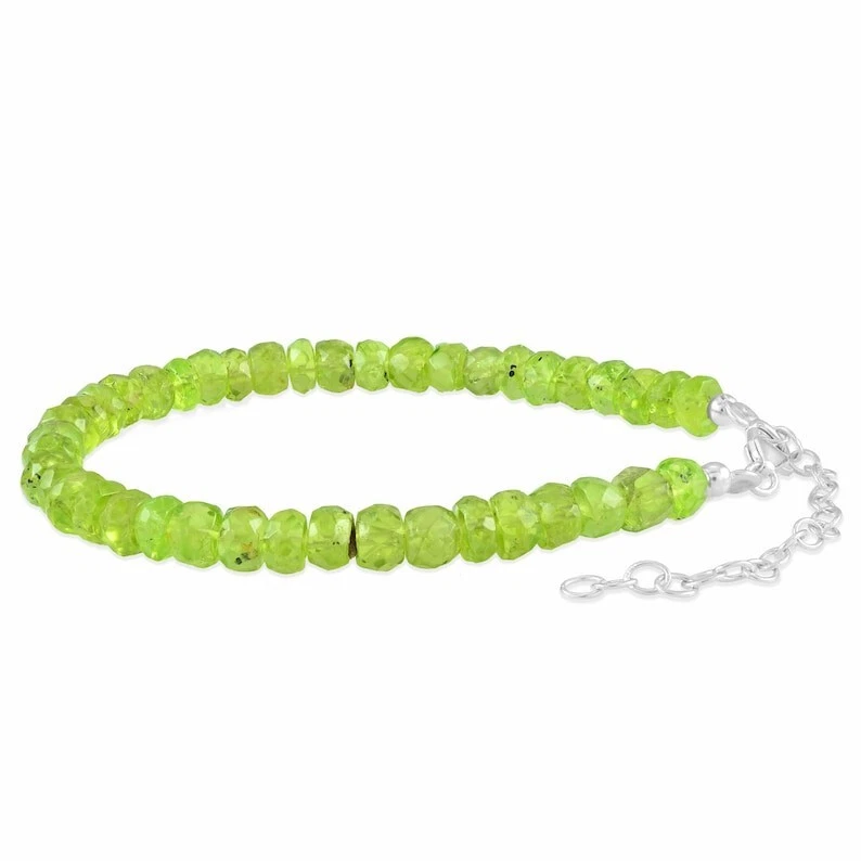 Zierliches Peridot facettiertes Rondell Edelstein Perlen Handarbeit 6-8 Zoll ... - Bild 4 von 4