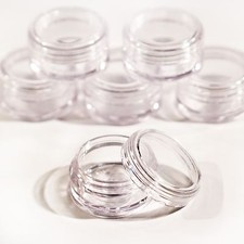 24 x 5ml screw top craft pots for glitter, lip balm CLEAR LIDS jdc-24