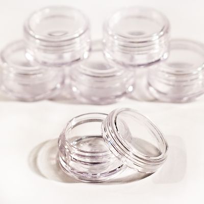 24 x 5ml Schraubverschluss Basteltöpfe für Glitzer, Lippenbalsam KLARE DECKEL jdc-24