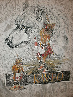 T-shirt Vintage Kachina Wolf - Masque Amérindien Tribal, Taille Marquée L (fit M), Occasion