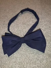 Oversized Navy Blue Bowtie Bow Tie Vintage style 70s Wedding Prom Up To 16” Neck