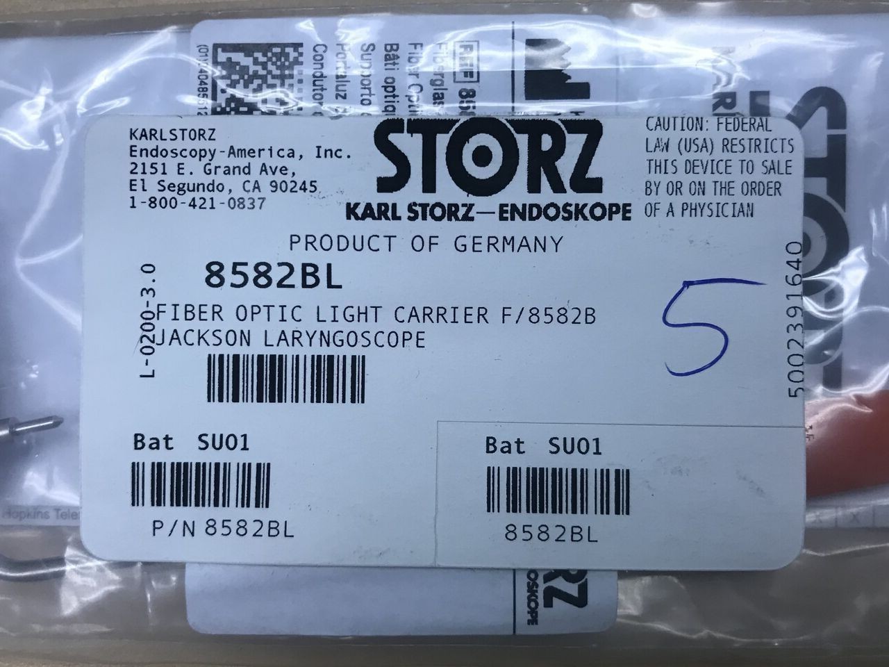 8582BL Karl Storz Fiber Optic Light Carrier F/8582B Jackson