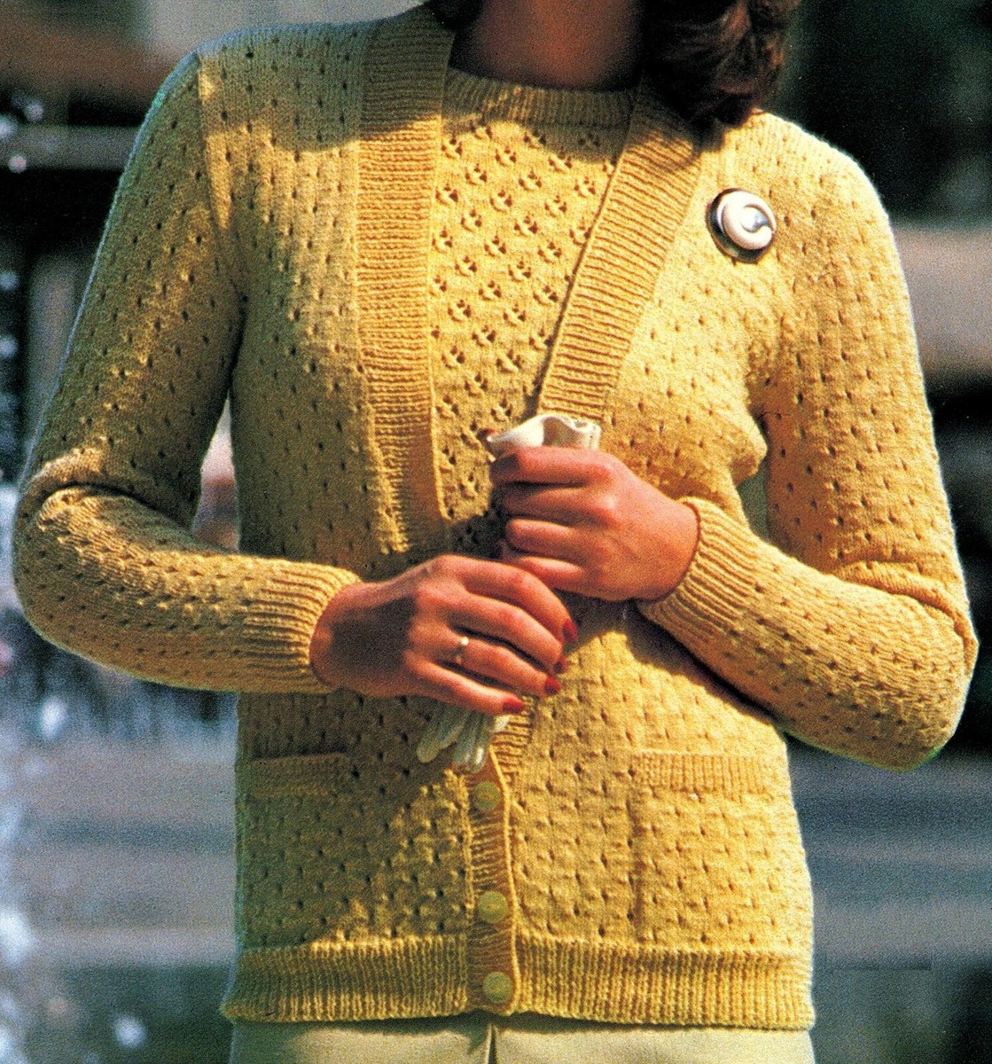 Ladies knitting pattern lacy sweater cardigan twin set 4-ply