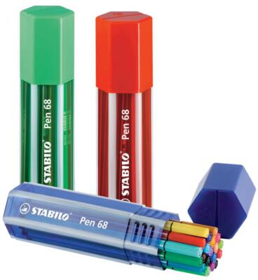 STABILO Fasermaler Pen 68, 20er Big Pen Box, farbig sortiert
