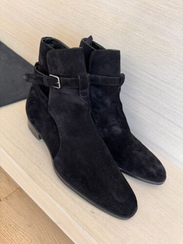 Saint Laurent Wyatt Jodphur Boots Black Suede Size 45/ 12 US Yves $1250 Retail