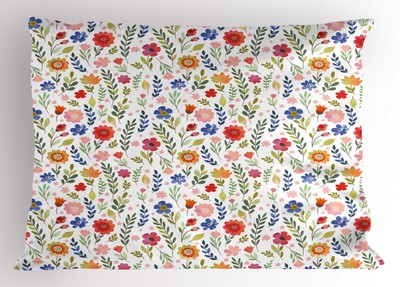 Watercolor Garden Pillow Sham Decorative Pillowcase 3 Sizes Bedroom Decor