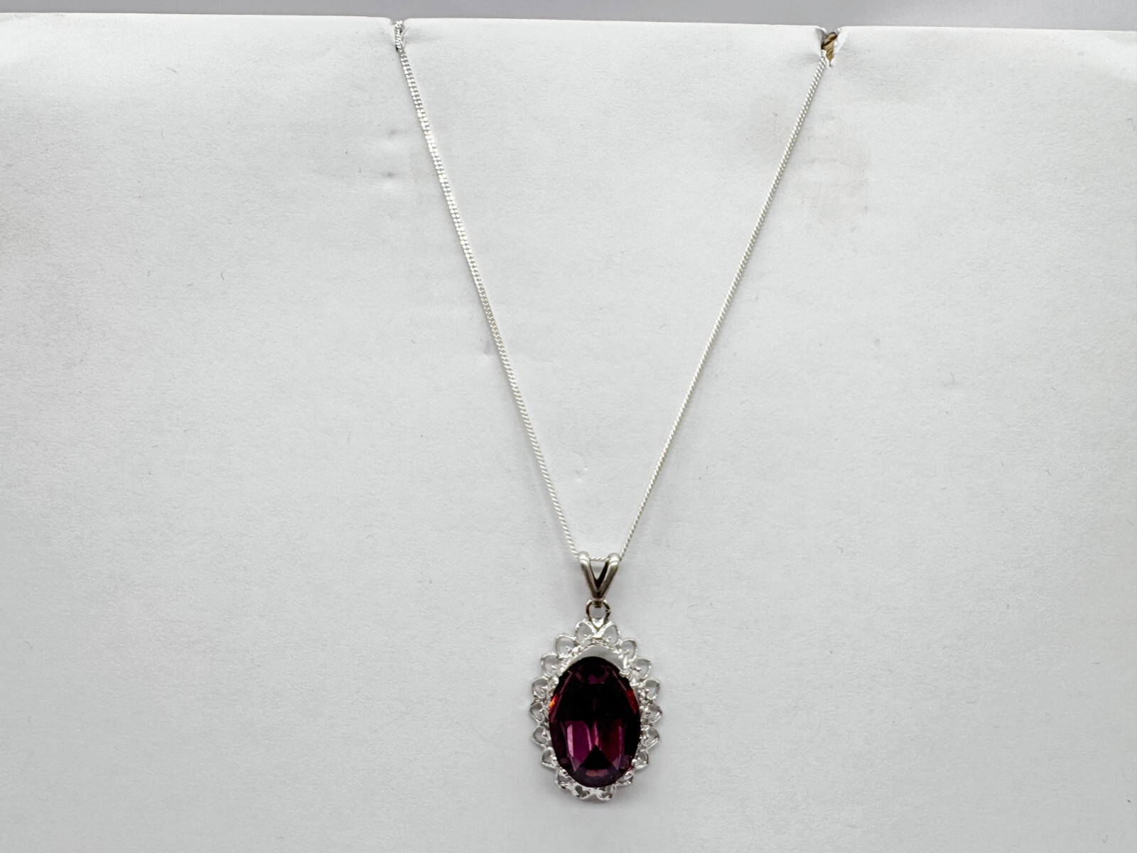 VINTAGE SOLID SILVER LARGE STATEMENT AMETHYST GLA… - image 2