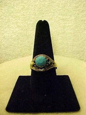 Gold Plated Faceted Faux Turquoise Ring Size 9 1/2