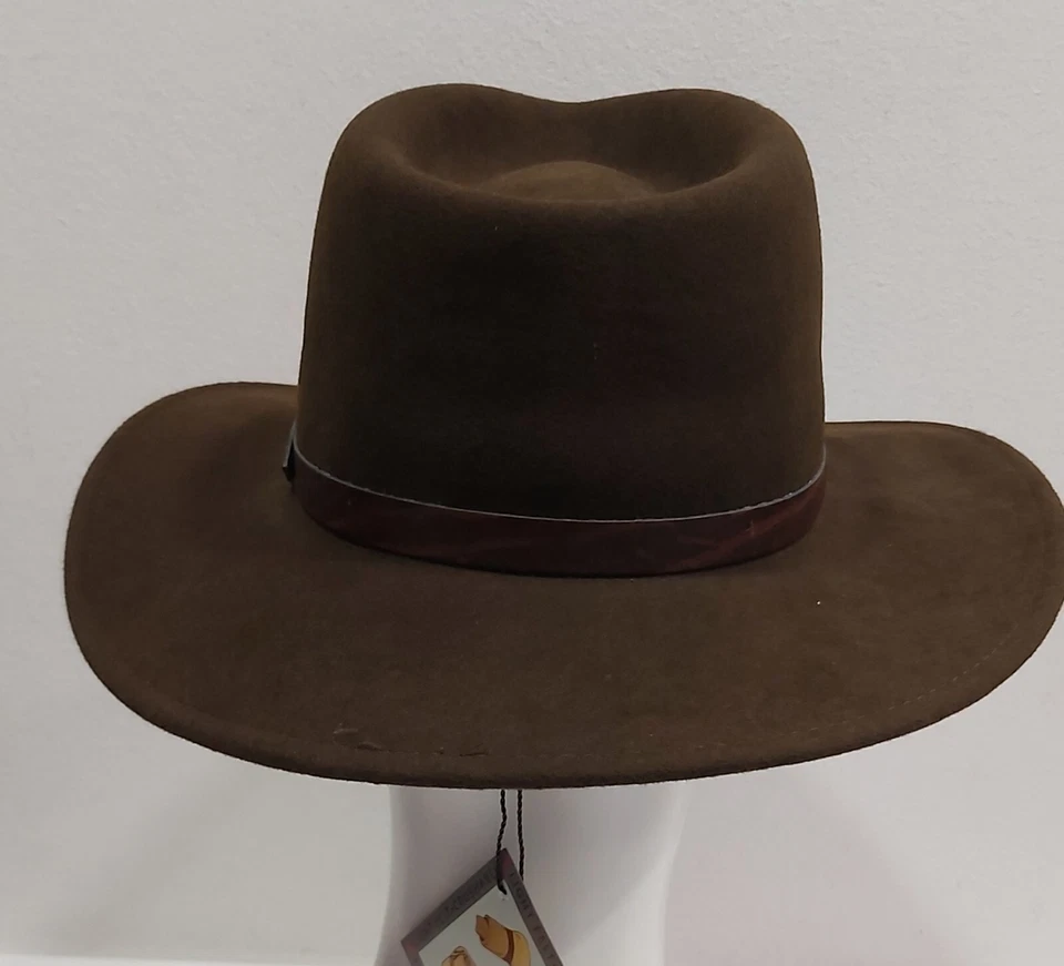 Chapeau Casual Indiana Jones En Laine Feutre Large Marron Taille 55 61 57 - Photo 3/4