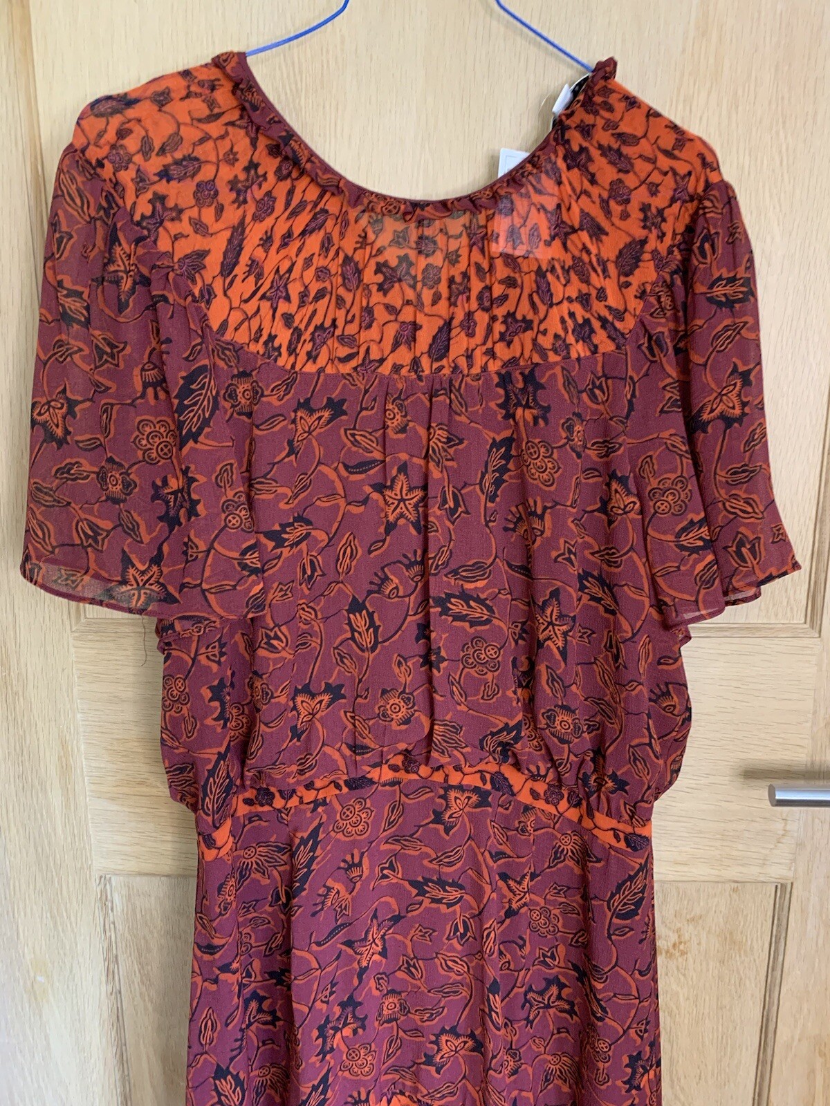 Whistles Batik Leaf Arianna Dress UK 14 NEW Red Patterned RRP 189