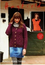 HAYFIELD 8169 LADIES WAISTCOAT AND CARDIGAN ARAN KNITTING PATTERN
