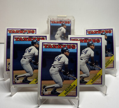 Lot De 5 Cartes à Collectionner Rickey Henderson - Oakland Athletics, Années 80, Topps - Très Bon état