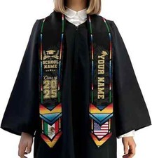 Mexican Graduation Stole Custom Name Mexican American Flag Graduation Sash 2025