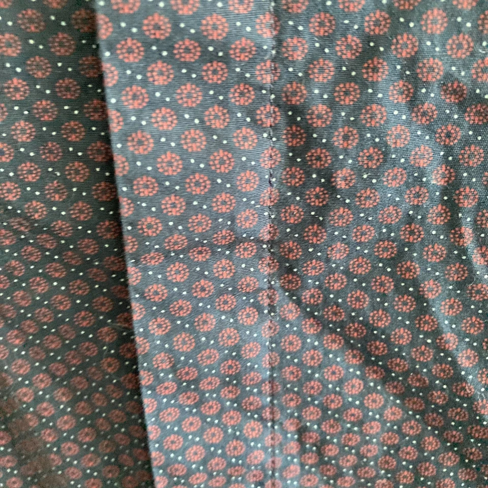 Camisa masculina PERRY ELLIS pequena azul botão frontal slim fit vermelha padrão geométrico - Imagem 4 de 4