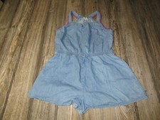 Cherokee Girls Size 6-6x Blue Chambray Sleeveless One Piece Romper