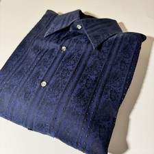 Robert Graham Large Navy French Cuff With Floral Pattern