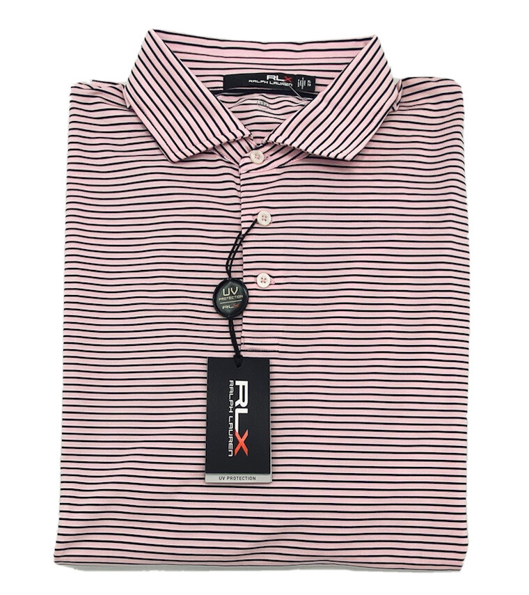 RLX Ralph Lauren Polo Shirt UV Protection Short Sleeve Golf Pink Blue White XL image 3