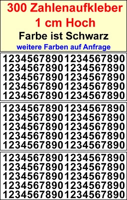 Zahlen 1 cm hoch Klebezahlen 300 Zahlen Aufkleber Farbe Schwarz - Bild 1 von 2
