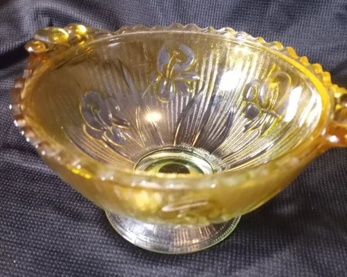 Vintage Jeanette Iris & Herringbone Iridescent Marigold & Green Candy