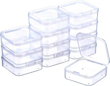 12 Pack Clear Plastic Beads Storage Containers Box with Hinged Lid for Beads and