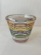 VTG Classic 1950s Mid Century Modern MCM Rainbow Glass Striped Bowl Made In USA