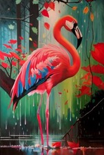 FENICOTTERO - Quadro, olio su tela, oil on canvas, grandi dimensioni cm. 80x120