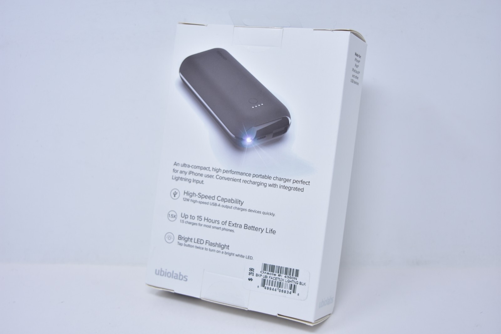 Ubio Labs Facet Series MFiCertified 5200mAh Portable Power Bank for