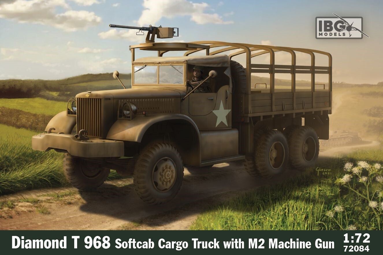 IBG Models 1/72 Diamond T 968 Soft Cab Cargo Truck with .50cal M2 Browning MG