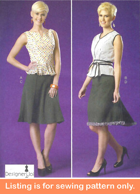 SEWING PATTERN Sew Women Clothes Clothing Peplum Top Skirt Work Outfit Plus 7017