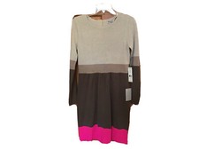 Eliza J Women’s Sz Long Sleeve Crewneck Ribbed Knitted Fit & Flare Sweater Dress