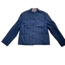 Aquascutum Vintage Women Quilted Navy Blue Coat Jacket Size Us 12 Uk 16 Eur 42