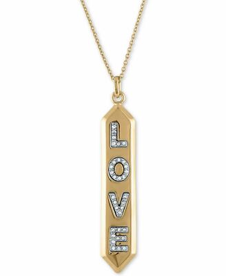 RACHEL Rachel Roy Gold-Tone Pavé Love Pendant Necklace, 24'' + 2'' extender