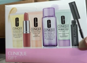 6 PC CLINIQUE Ensemble cadeau de voyage Maquillage + soin de la peau