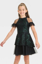 Wicked the Movie Elphaba Girls Green/Black Cosplay Costume Dress Small NWT