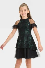 Wicked the Movie Elphaba Girls Green/Black Cosplay Costume Dress Large NWT
