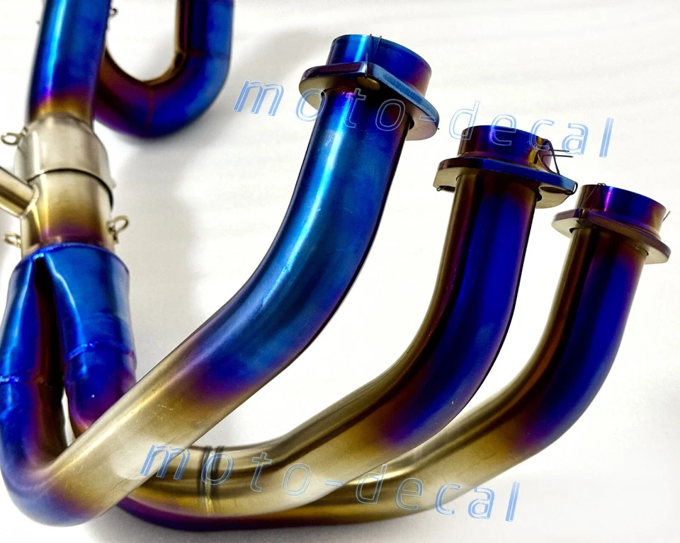 Silenciador de escape para Yamaha FZ09 2015-2019 cabezal colector de tubo de enlace delantero azul Foto 4 de 4