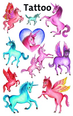 Kleine Einhorn Pegasus Temporäre Tattoos Transfers für Kinderpartys 56669