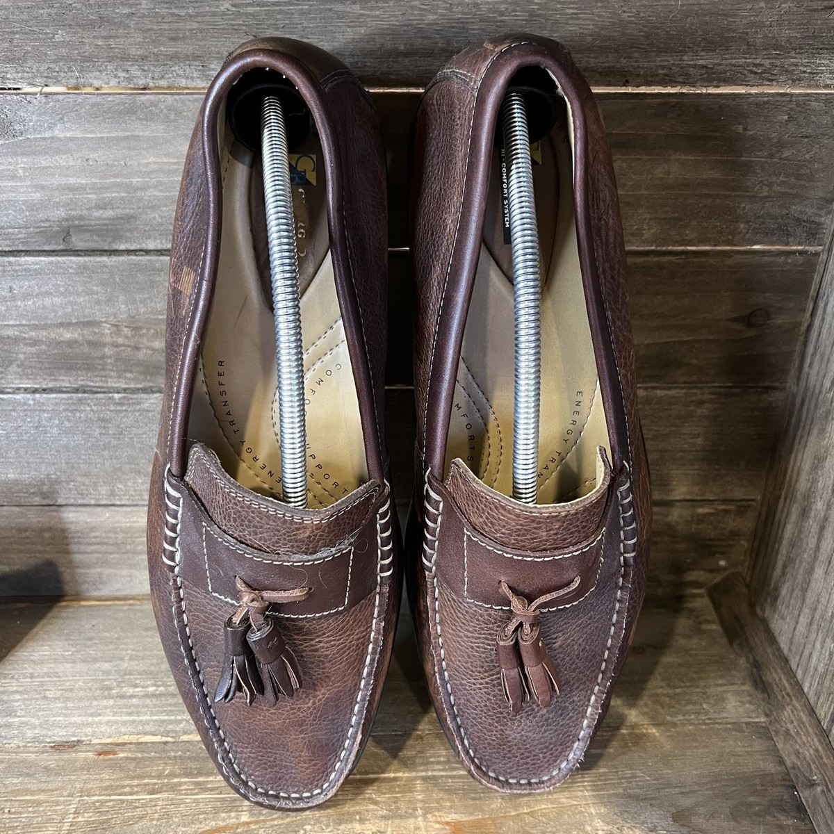 Mens Giorgio Brutini Brown Leather Tasselled Slip-On Loafers  display picture 1