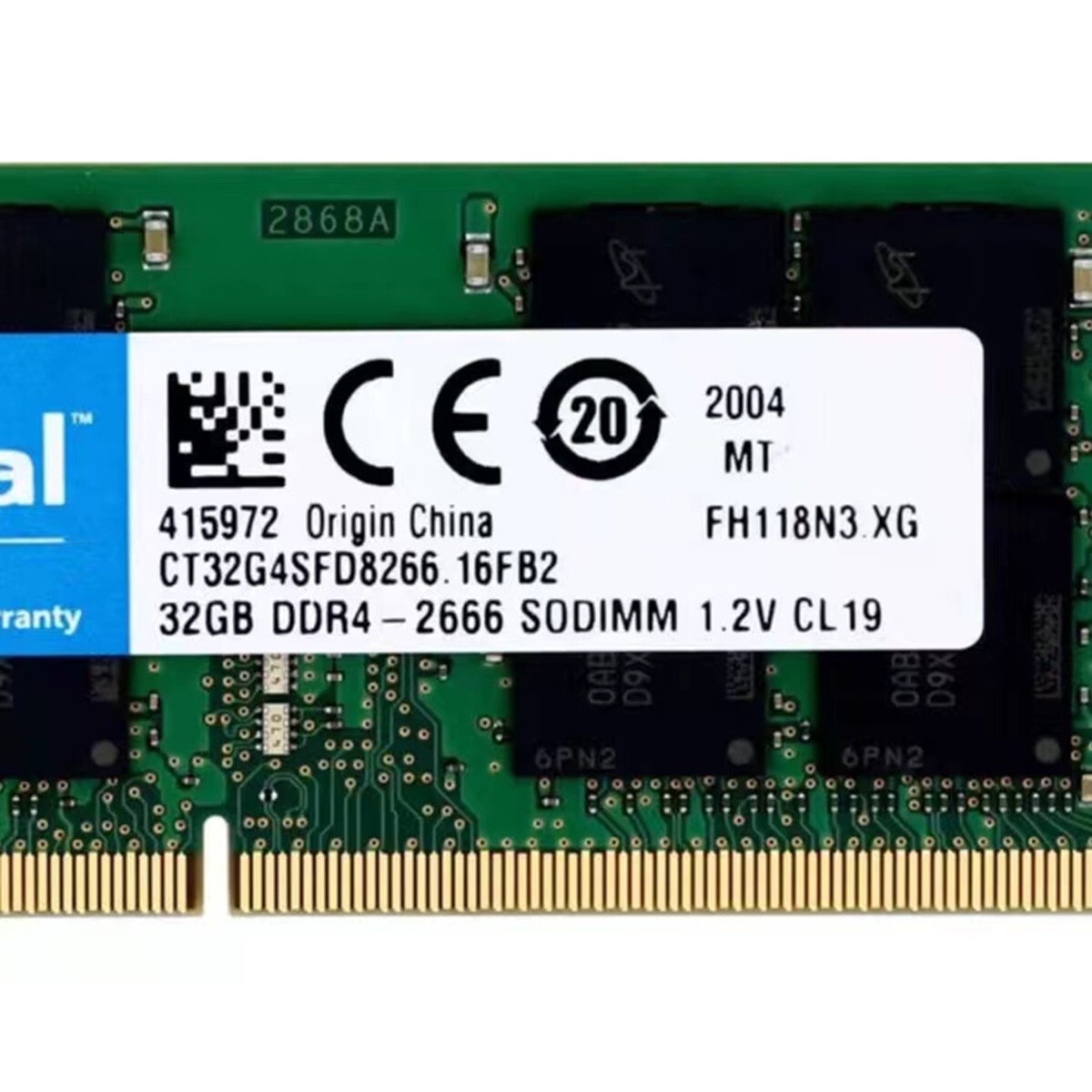Crucial 128GB (4X32GB) DDR4 2666MHz PC4-21300 SODIMM Memory Ram