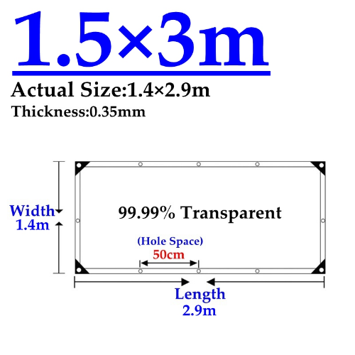 Lona PVC Transparente 0.35mm 99.9% Balcón Impermeable Valla Red Impermeable - Imagen 38 de 40
